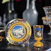 Винная чарка с блюдцем "Волк". Златоуст — фотография 1
