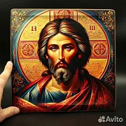 Икона "Христос Вседержитель" дерево, ручная работа — фотография 1