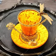 Кофейная чашка «Стрекоза» из янтаря с ложкой — фотография 1