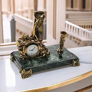Бронзовые часы «Шахтёрские» с одним пеналом — фотография 1