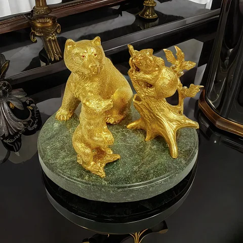 Бронзовая карандашница "Медведи"