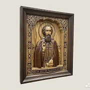 Святой Сергий Радонежский икона из ясеня — фотография 2