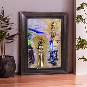 Картина «Девушка с зонтом. Набережная. Парусники» на ониксе — фотография 1