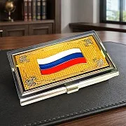 Визитница «Флаг» с эмалью. Златоуст — фотография 1