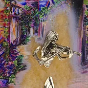 Бронзовая картина «Скрипачка. Рассвет» — фотография 5