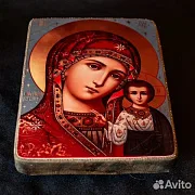 Казанская икона Божией матери. Дерево, 15*13 — фотография 3