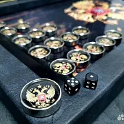 Нарды под стеклом «Золотой Герб России» — фотография 7
