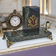 Часы «Элина» с орлом УИС и подставкой — фотография 1