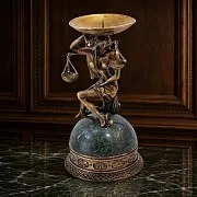 Подсвечник «Весы» из бронзы и змеевика — фотография 1